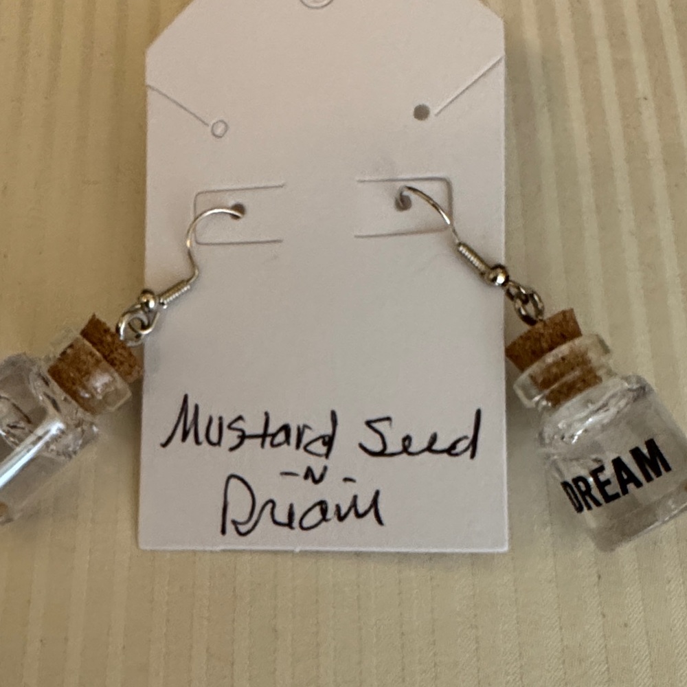 Mustard Seed Glass Bottle Earrings with Cork - Picture 11 of 12